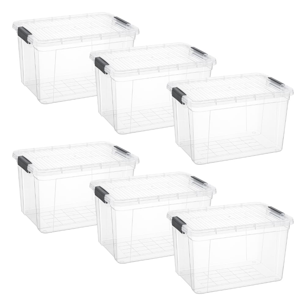 14.7 Quart Clear Plastic Storage Boxes with Lids (6 Count)