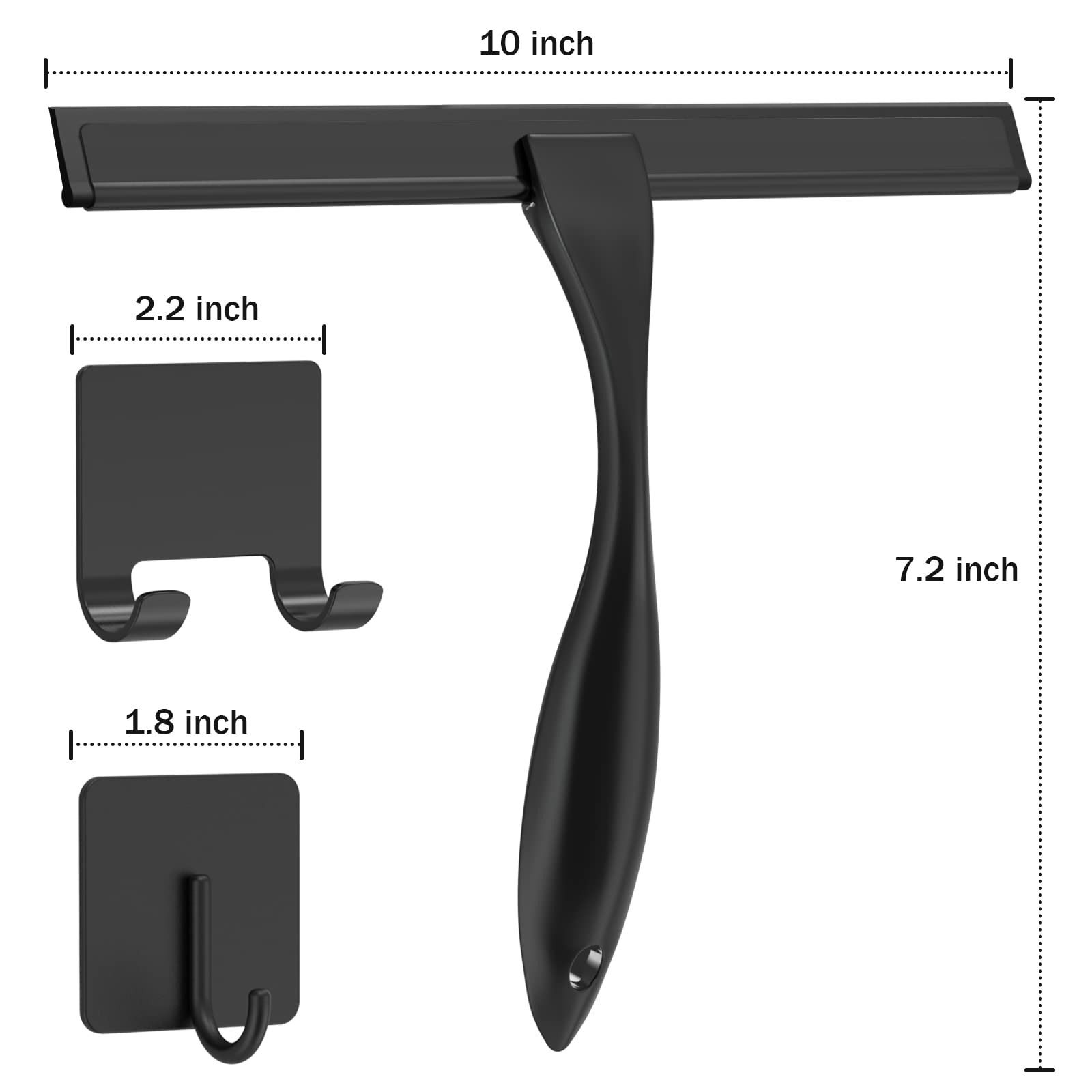 All Purpose Stainless Steel Shower Squeegee for Shower Doors with 2 Adhesive Hooks