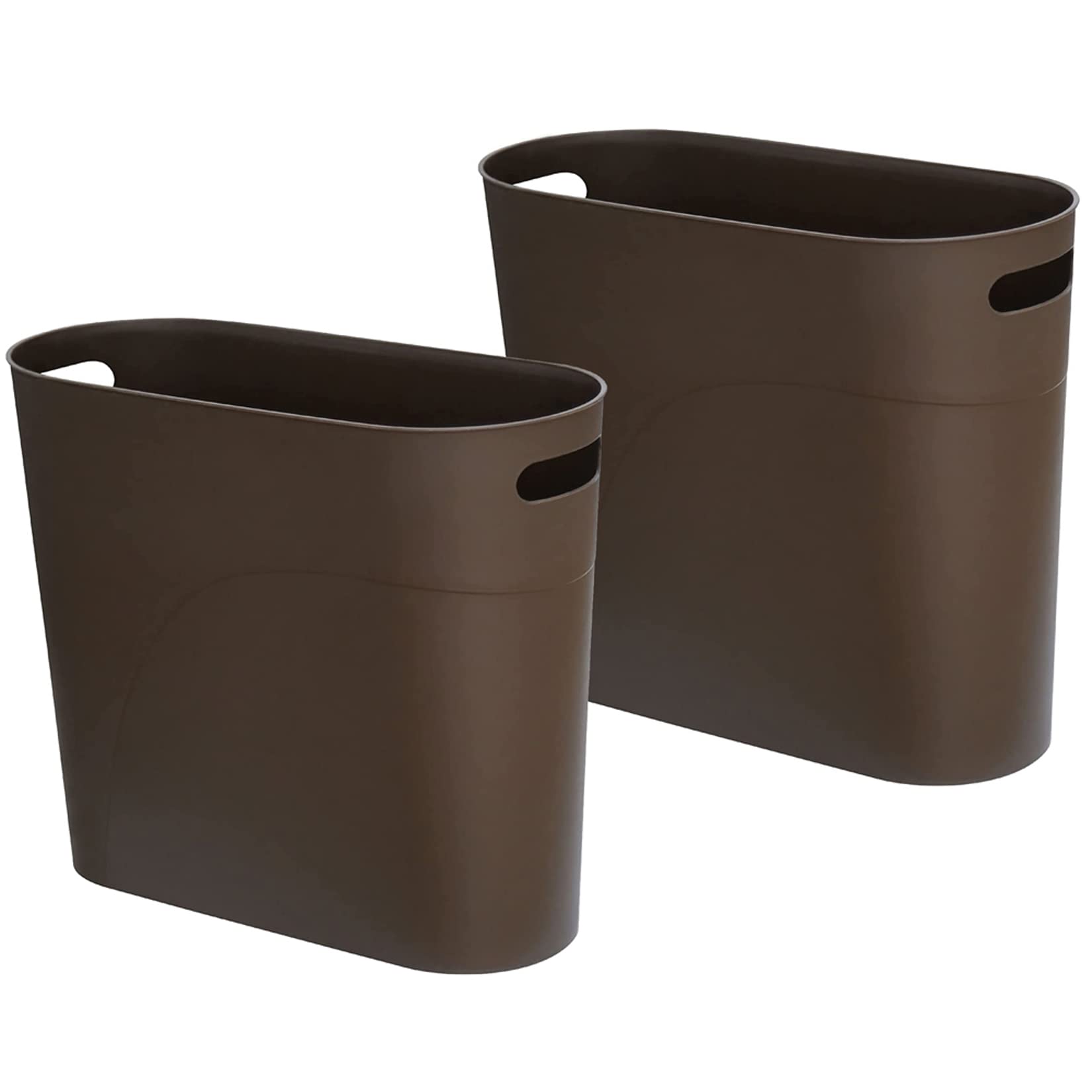 Small Trash Can Plastic Bathroom Wastebasket 3.2 Gallon Slim Garbage Container Bin with Handle for Home Kitchen Bathroom Bedroom Office (2 Count)