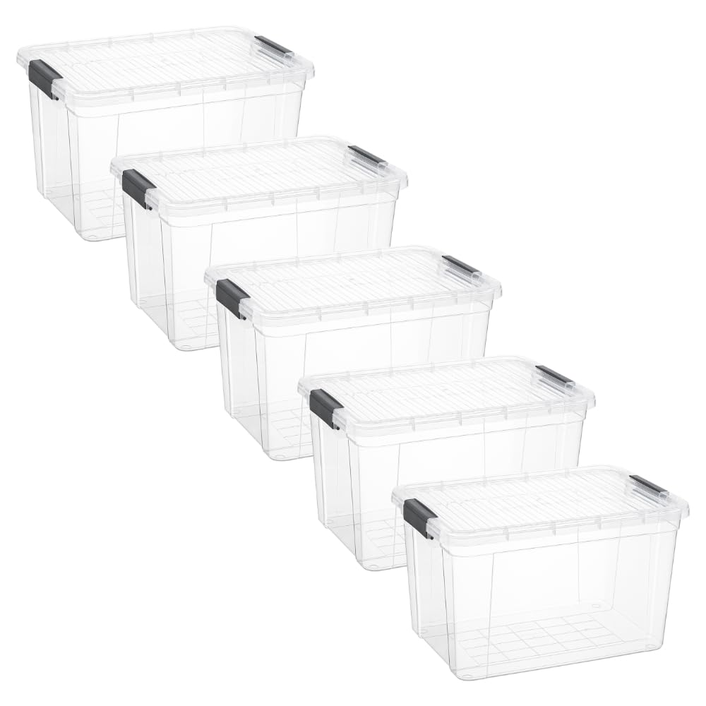 14.7 Quart Clear Plastic Storage Boxes with Lids (5 Count)