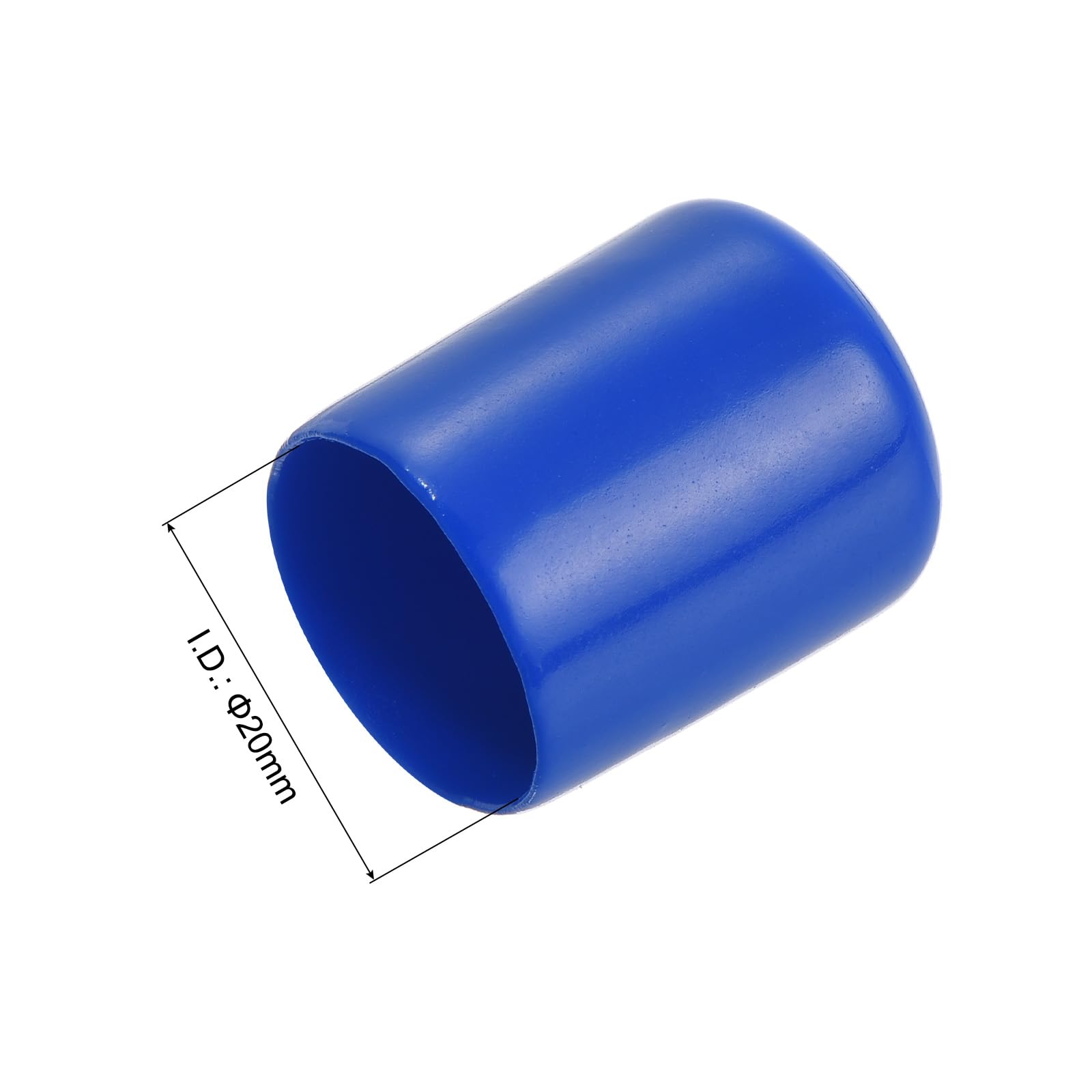 20pcs Rubber End Caps 20mm ID Vinyl Round Tube Bolt Cap Cover Screw Thread Protectors Blue