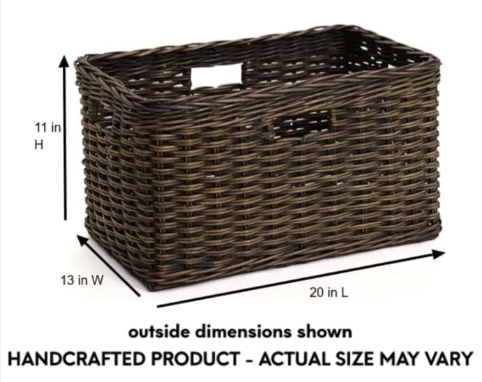 Tall Rectangular Wicker Storage Basket