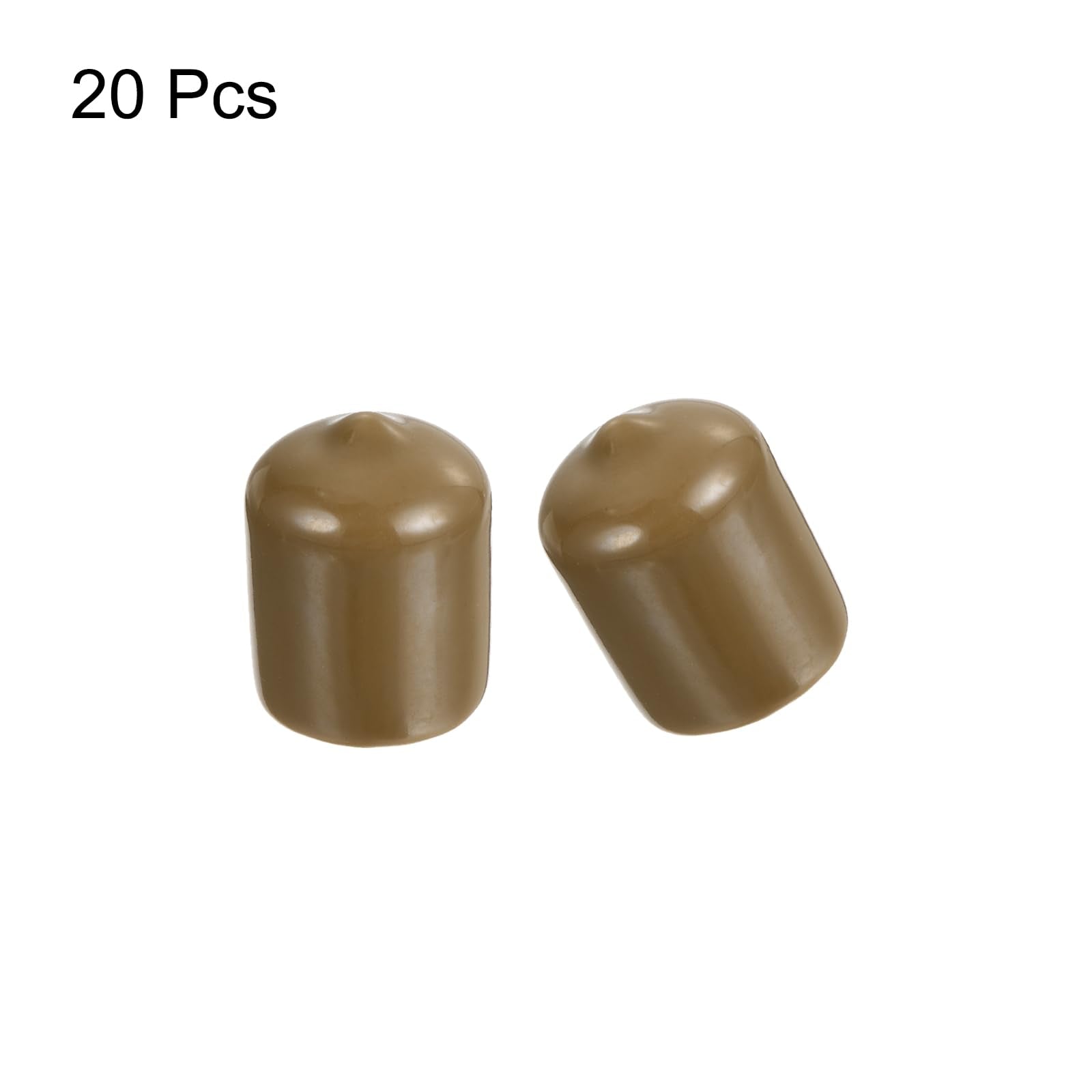 20pcs Rubber End Caps 17mm ID Vinyl PVC Round Tube Bolt Cap Cover Screw Thread Protectors Light Brown