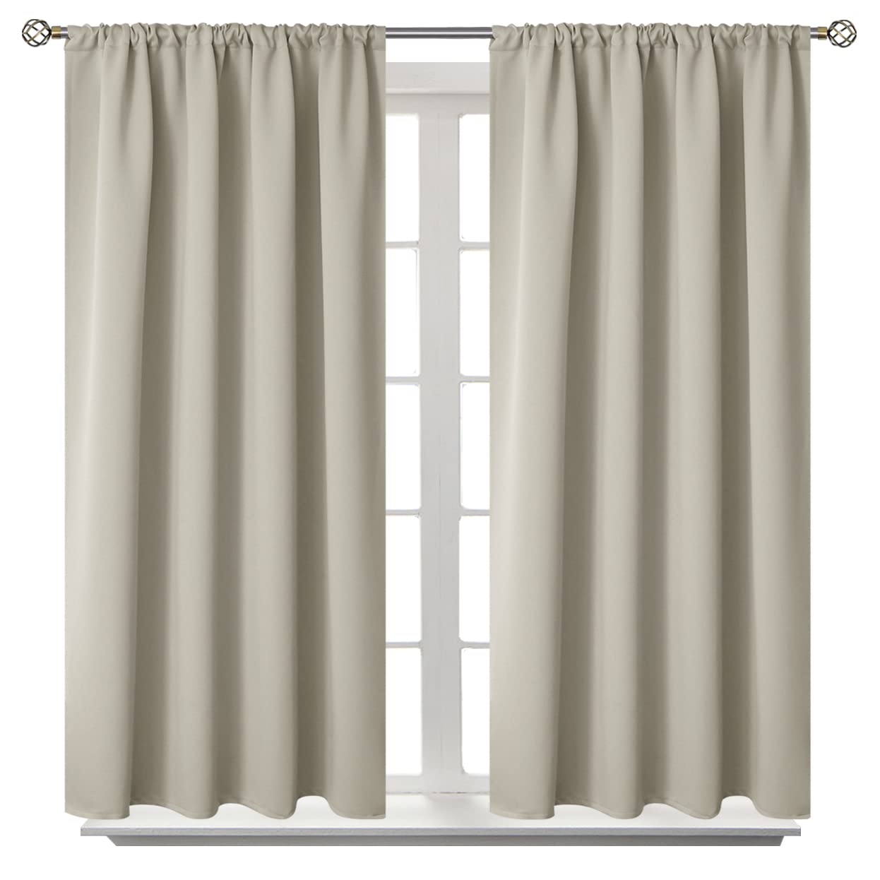 Rod Pocket Blackout Curtains for Bedroom (2 Count)