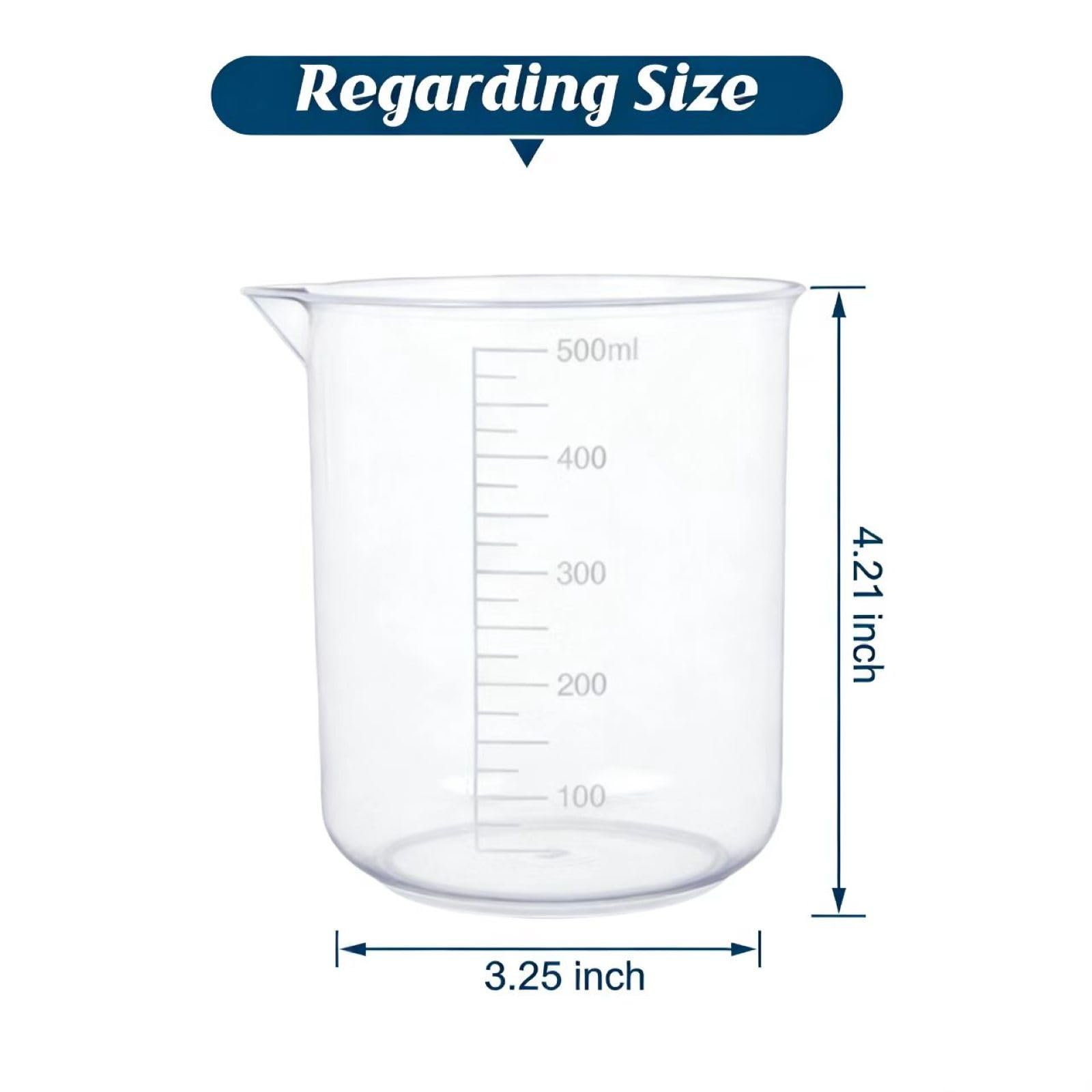 4PCS 500ml Plastic Lab Beakers