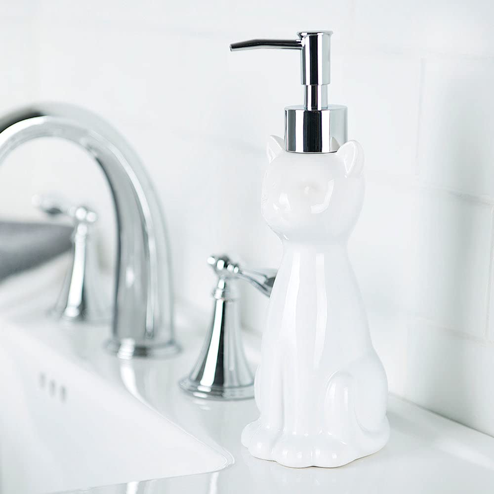 Cat 3 Piece White Ceramic Toilet Brush Holder w