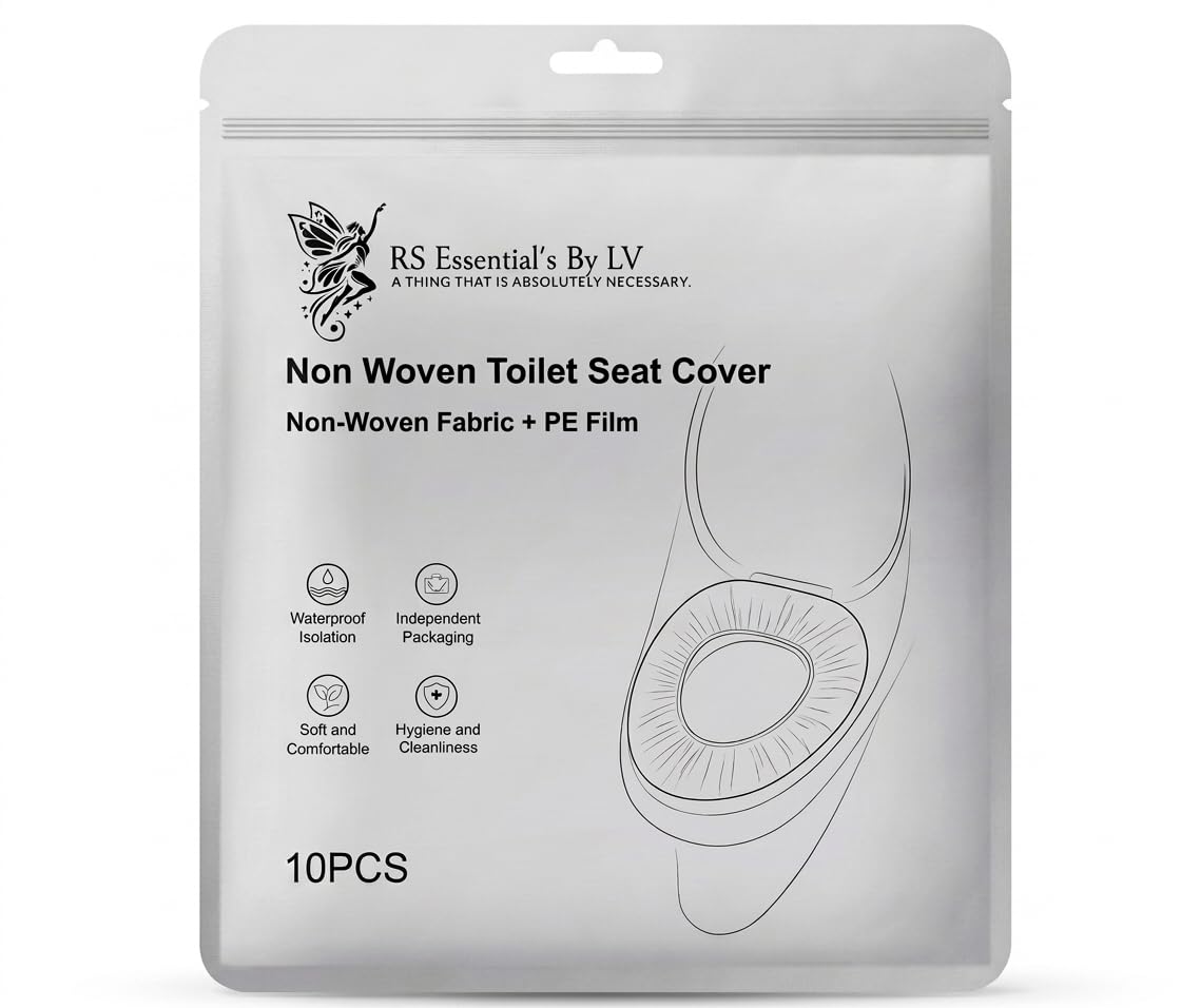 Double-Layer, Elastic Non-Woven Fabric, Disposable Toilet Seat Covers, 10 Individual Pack, Travel, Hotels, Hospital, Home, Public Restroom, Universal Fit, 95% Toilets (10 Count)