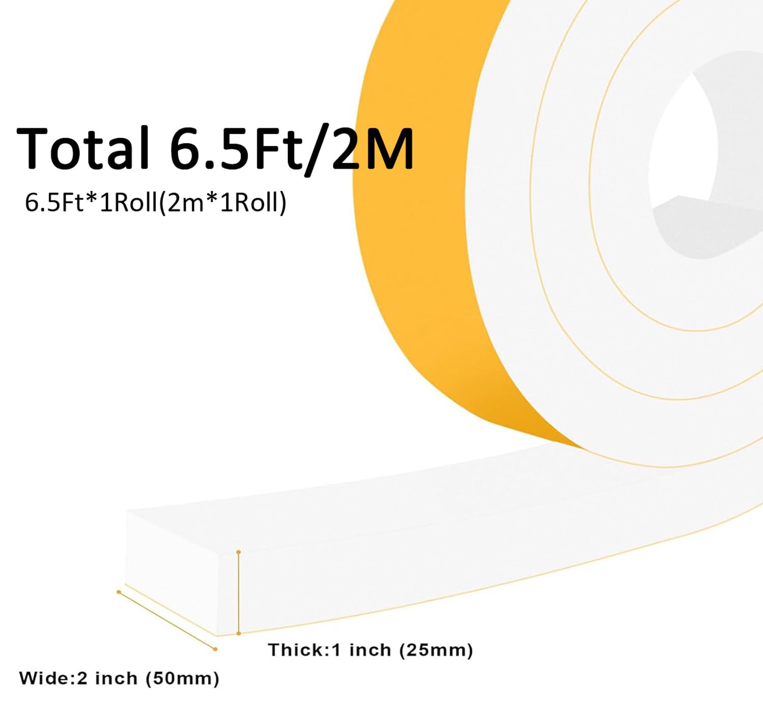 Extra Wide Heavy Duty Foam Strip for Industrial Doors & Large Gaps (6.5 Foot)