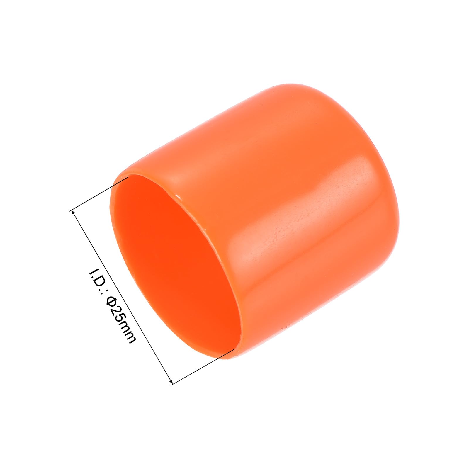 20pcs Rubber End Caps 25mm ID Vinyl Round Tube Bolt Cap Cover Screw Thread Protectors Orange