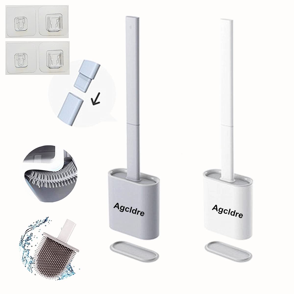 Toilet Brush with Holder Silicone Toilet Brush and Cleaning Brush for Household Bathroom Toliet Brush Set