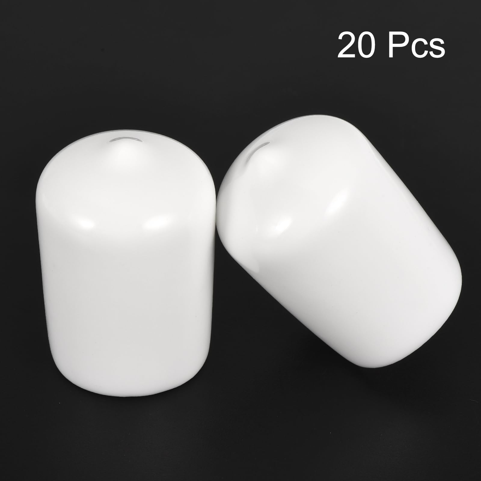 20pcs Rubber End Caps 20mm ID Vinyl Round End Cap Cover Screw Thread Protectors White