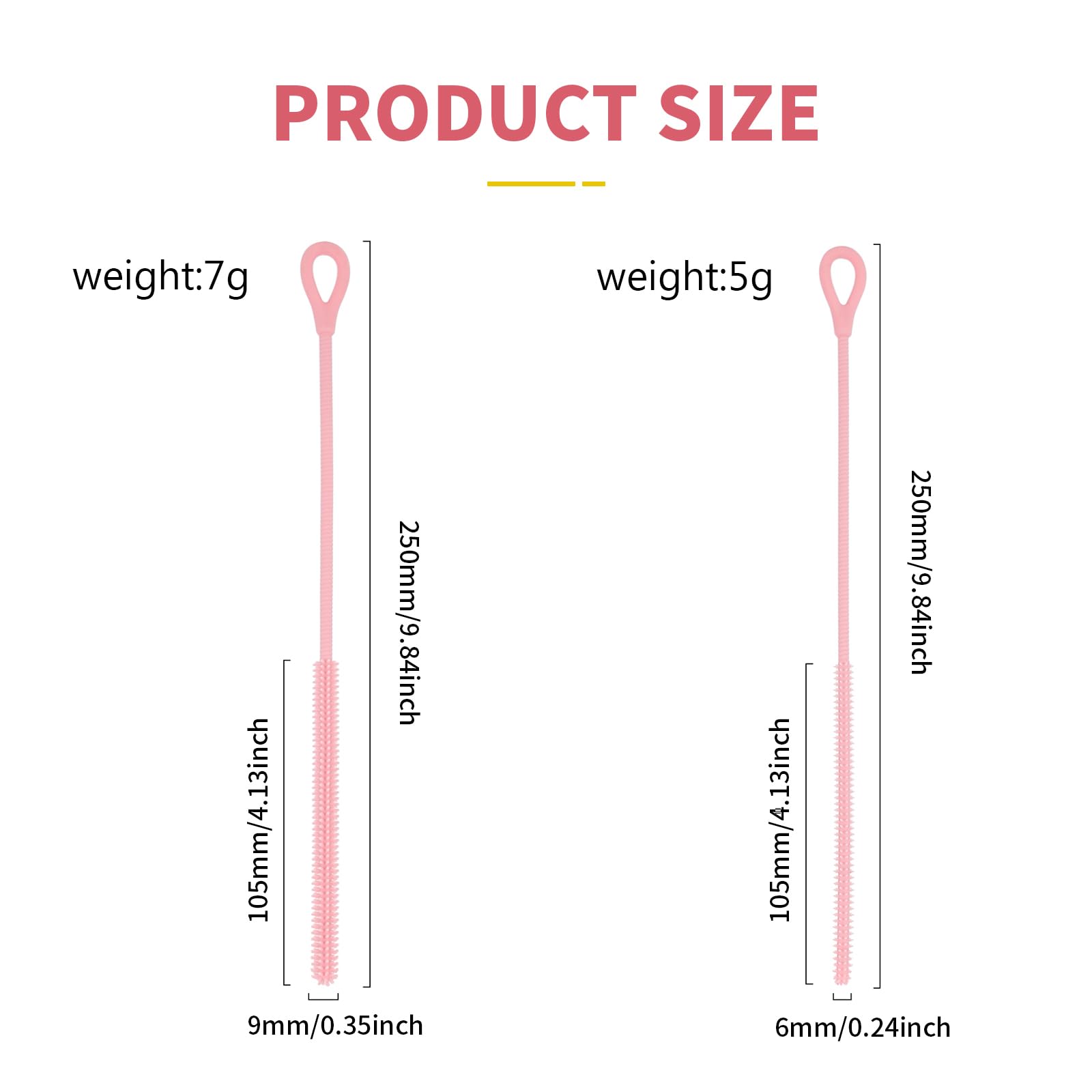 2Pcs Silicone Straw Cleaner Brush (2 Count)
