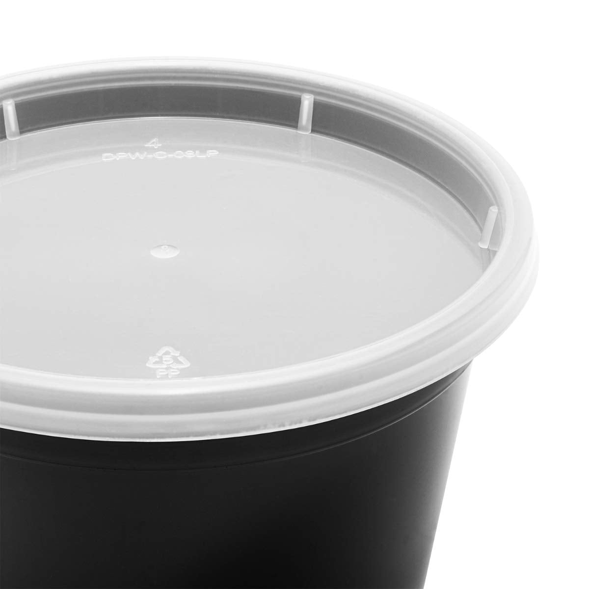 16oz 240 ct Black PP Injection Molded Round Deli Containers with Lids (240 Count)