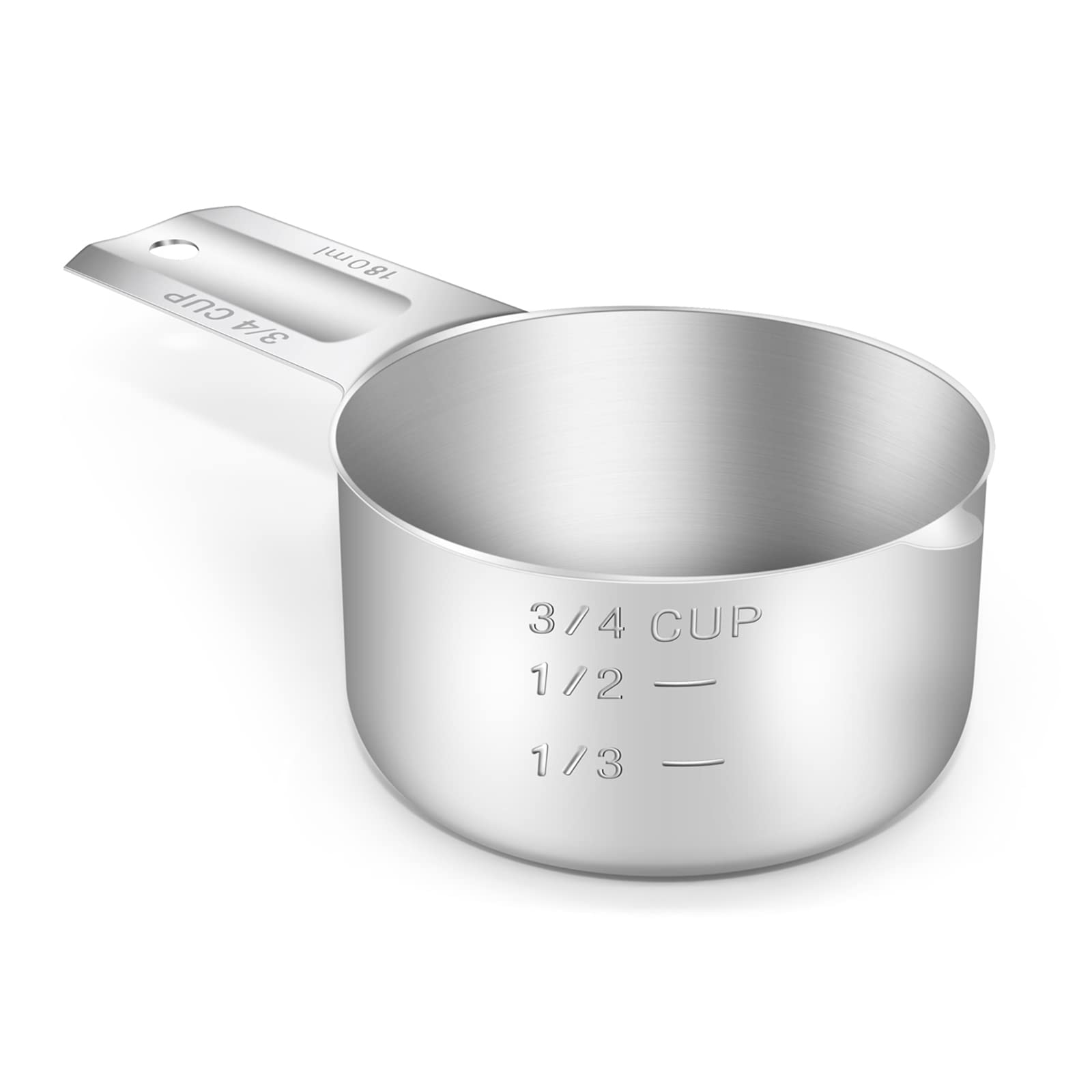 1PCS 3/4CUP(180ml, 6oz) Measuring Cup, 18/8 Stainless Steel Measure Scoop