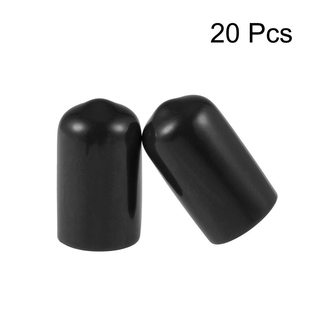 20pcs Rubber End Caps 10mm ID Vinyl Round Tube Bolt Cap Cover Thread Protectors Black (20 Count)