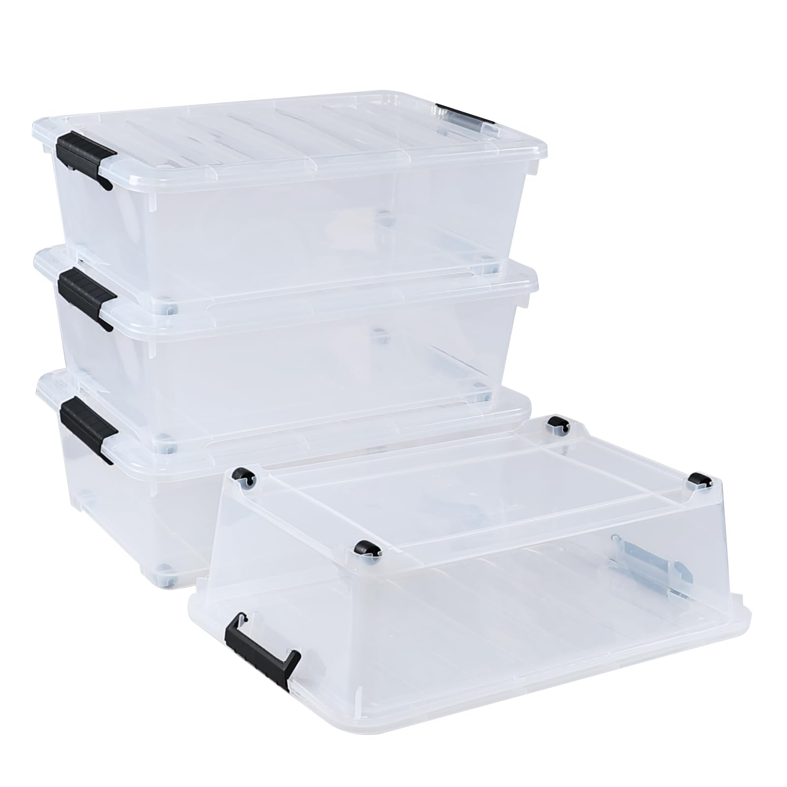 20 Quart Stackable Clear Plastic Under Bed Bins with Lid (4 Count)