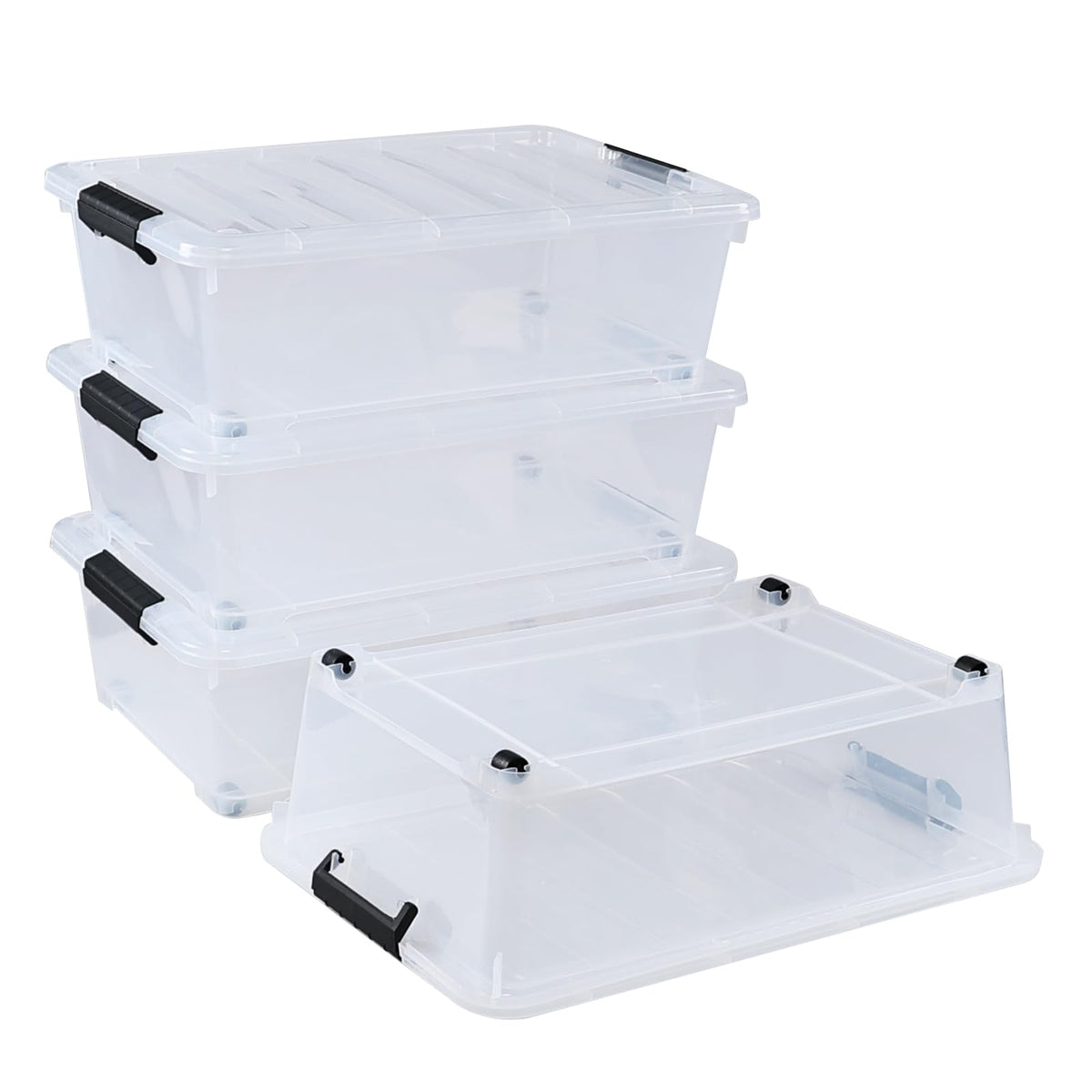 20 Quart Stackable Clear Plastic Under Bed Bins with Lid (4 Count)