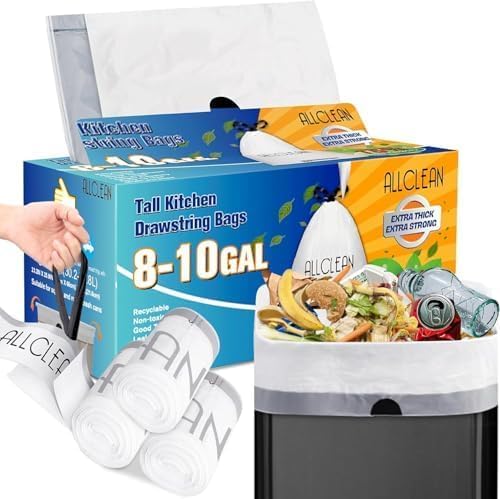 Trash Bags 10 Gallon Medium Kitchen Drawstring Garbage Bag Fit 8