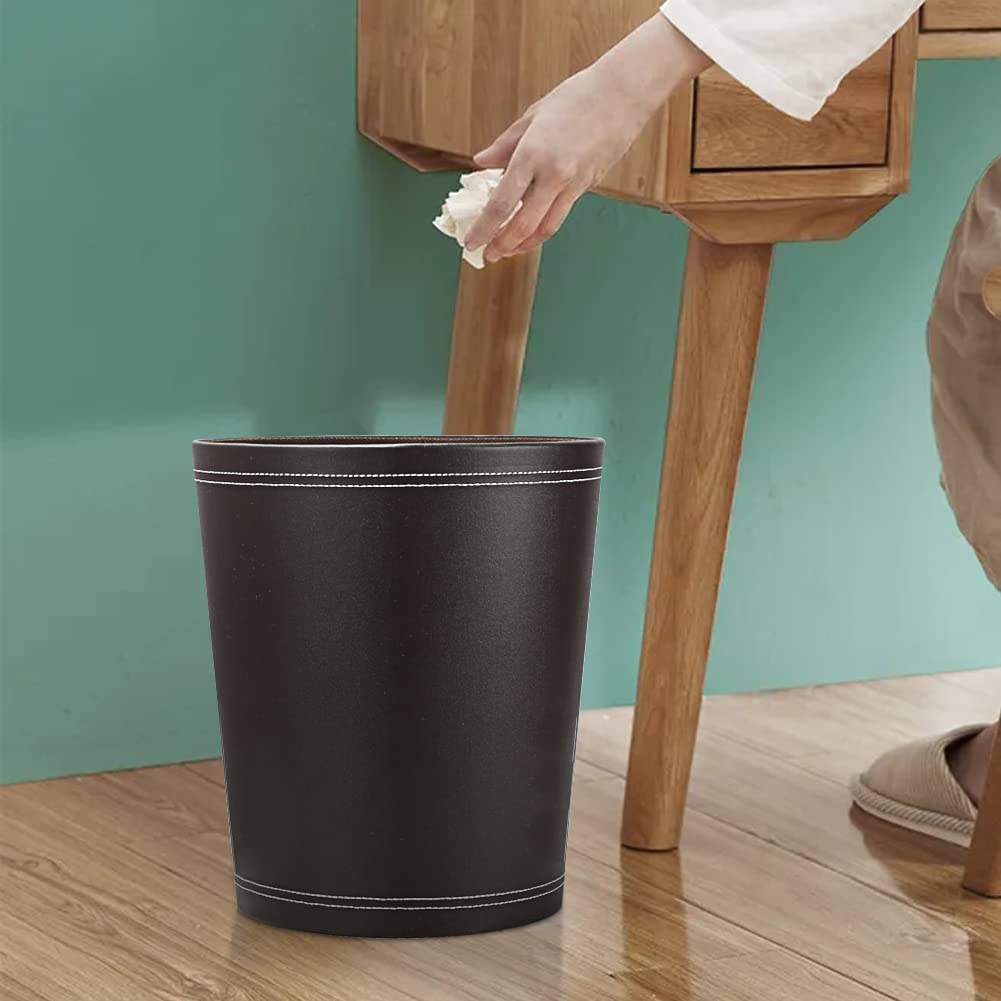 Classic Pu Leather Trash Can Wastebasket