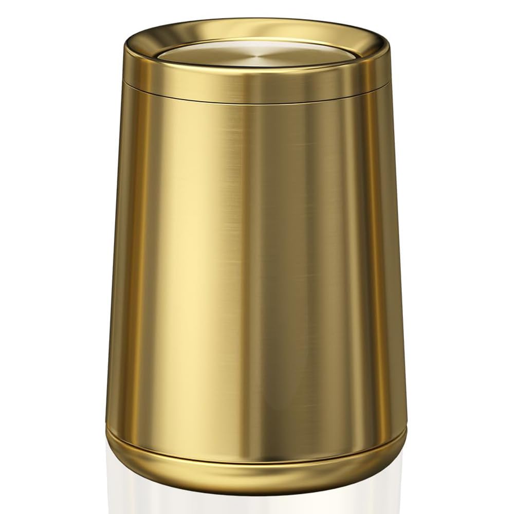 8L 2.1Gal Gold Brushed Stainless Steel Trash Can with Swing Cover