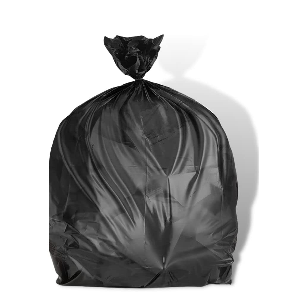 12 16 Gallon Trash Bags │ 8 Microns │ Black High Density Liners │ 24" x 33" (1000 Count)