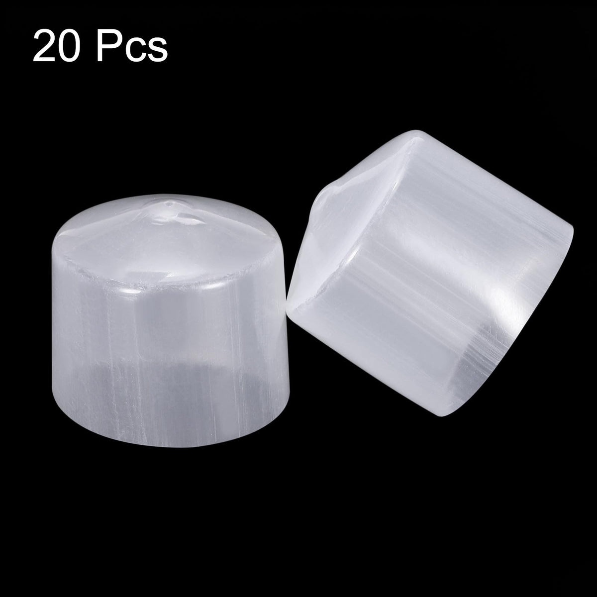 20pcs Rubber End Caps 35mm ID Vinyl PVC Round Tube Bolt Cap Cover Screw Thread Protectors Clear