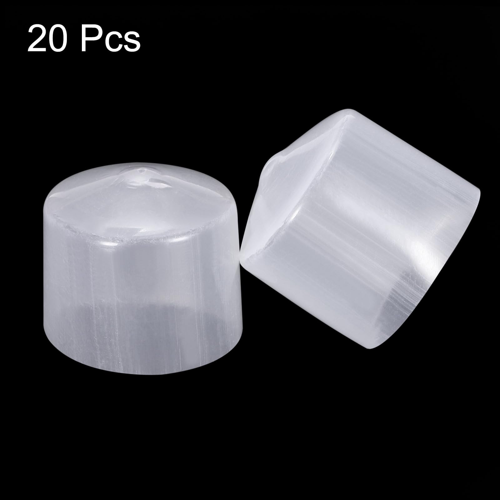 20pcs Rubber End Caps 35mm ID Vinyl PVC Round Tube Bolt Cap Cover Screw Thread Protectors Clear