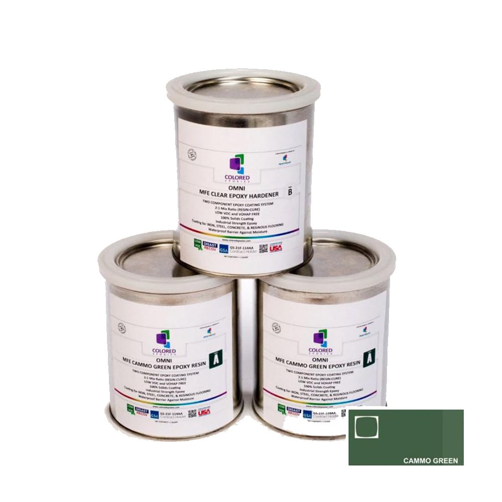 10006 Cammo Green Epoxy Resin Coating Made with Beautiful and Vibrant Pigments (1920 Fl Oz)