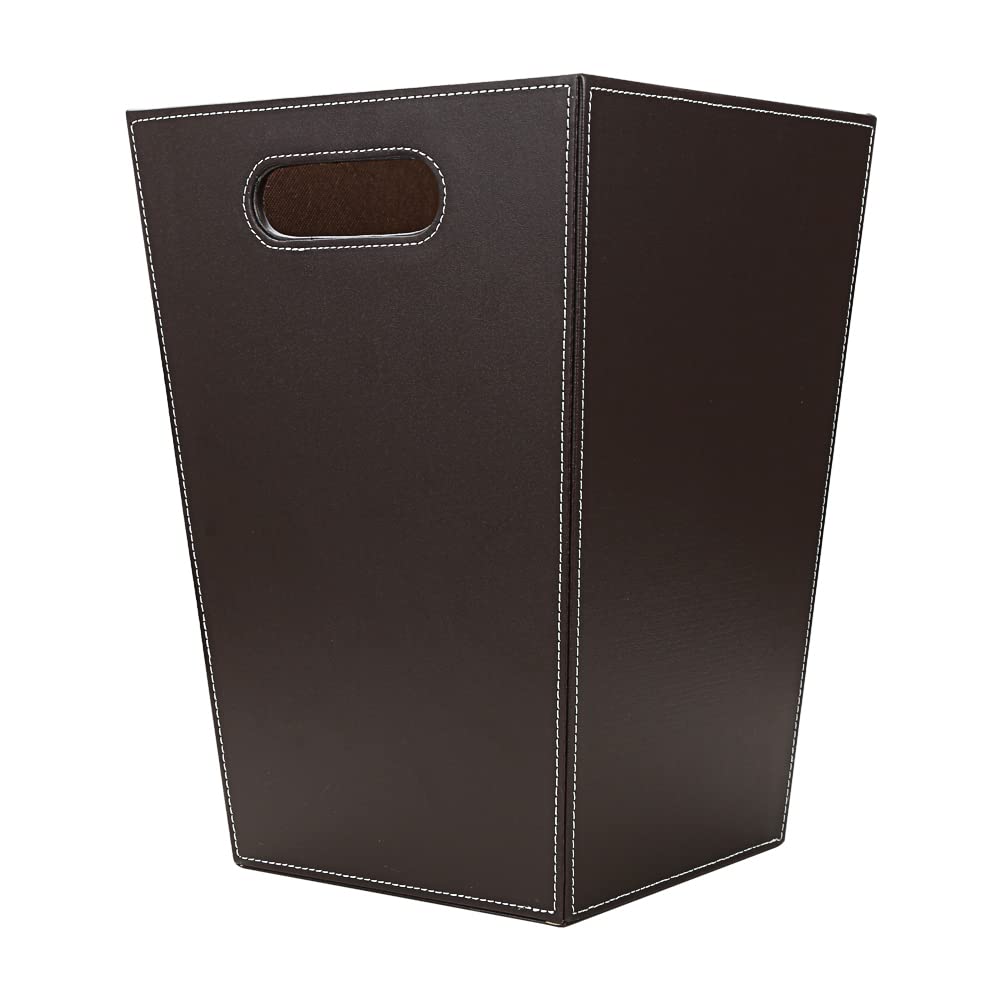 Classic Pu Leather Trash Can Wastebasket