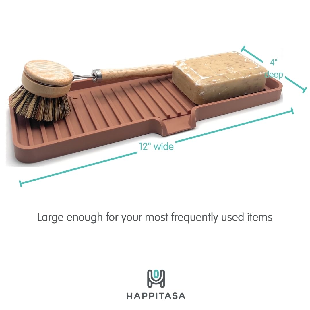 Silicone Soap Dish Tray and Sponge Holder with Drain Chute