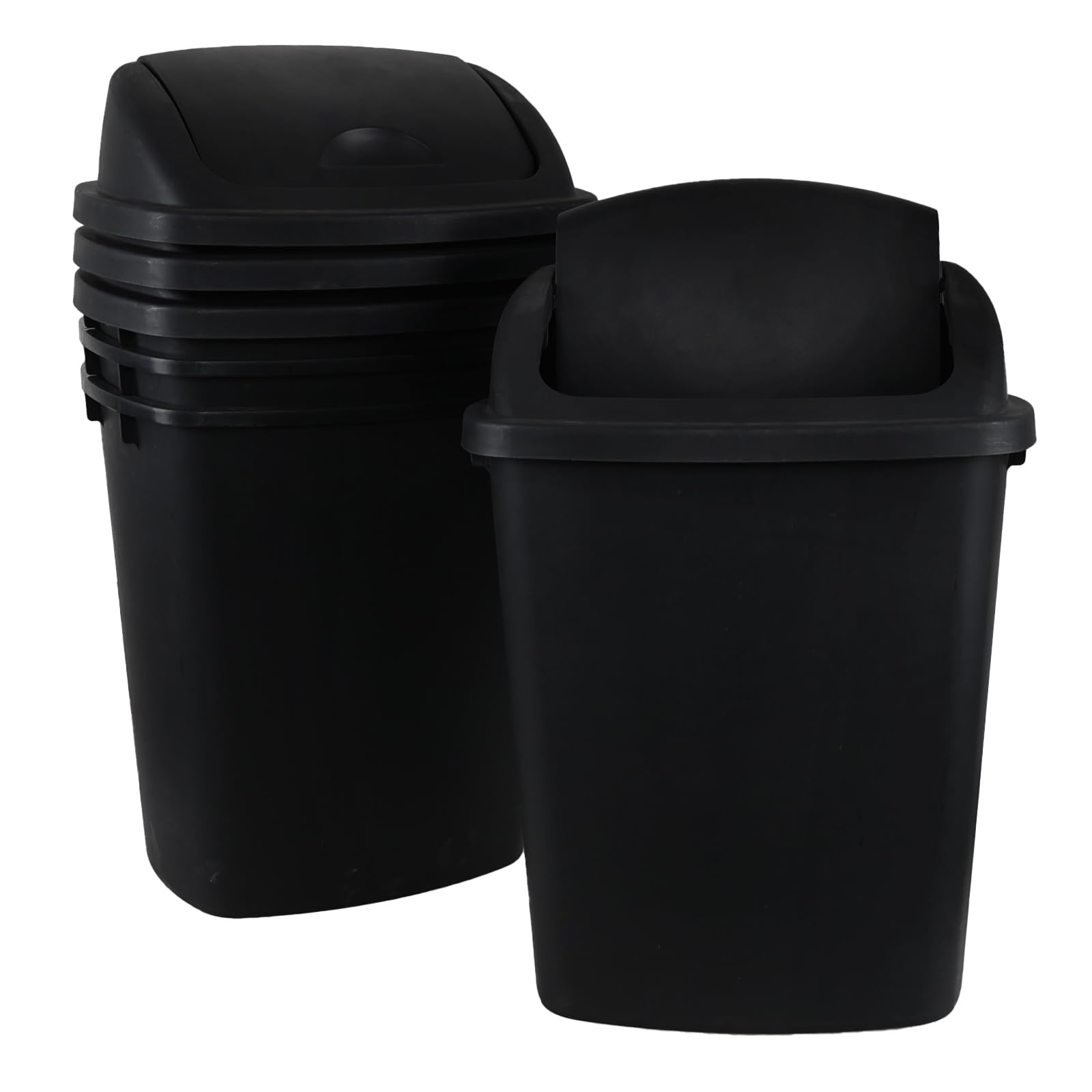 10 Gallon Black Swing Top Trash Cans (4 Count)