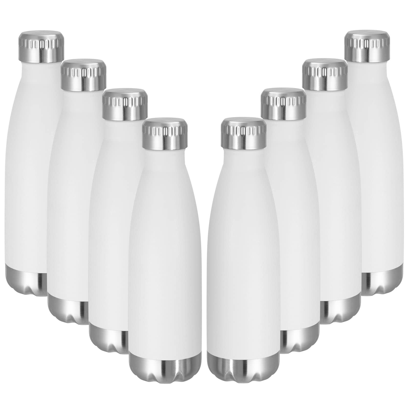 17oz Stainless Steel Water Bottles Bulk (8 Count)