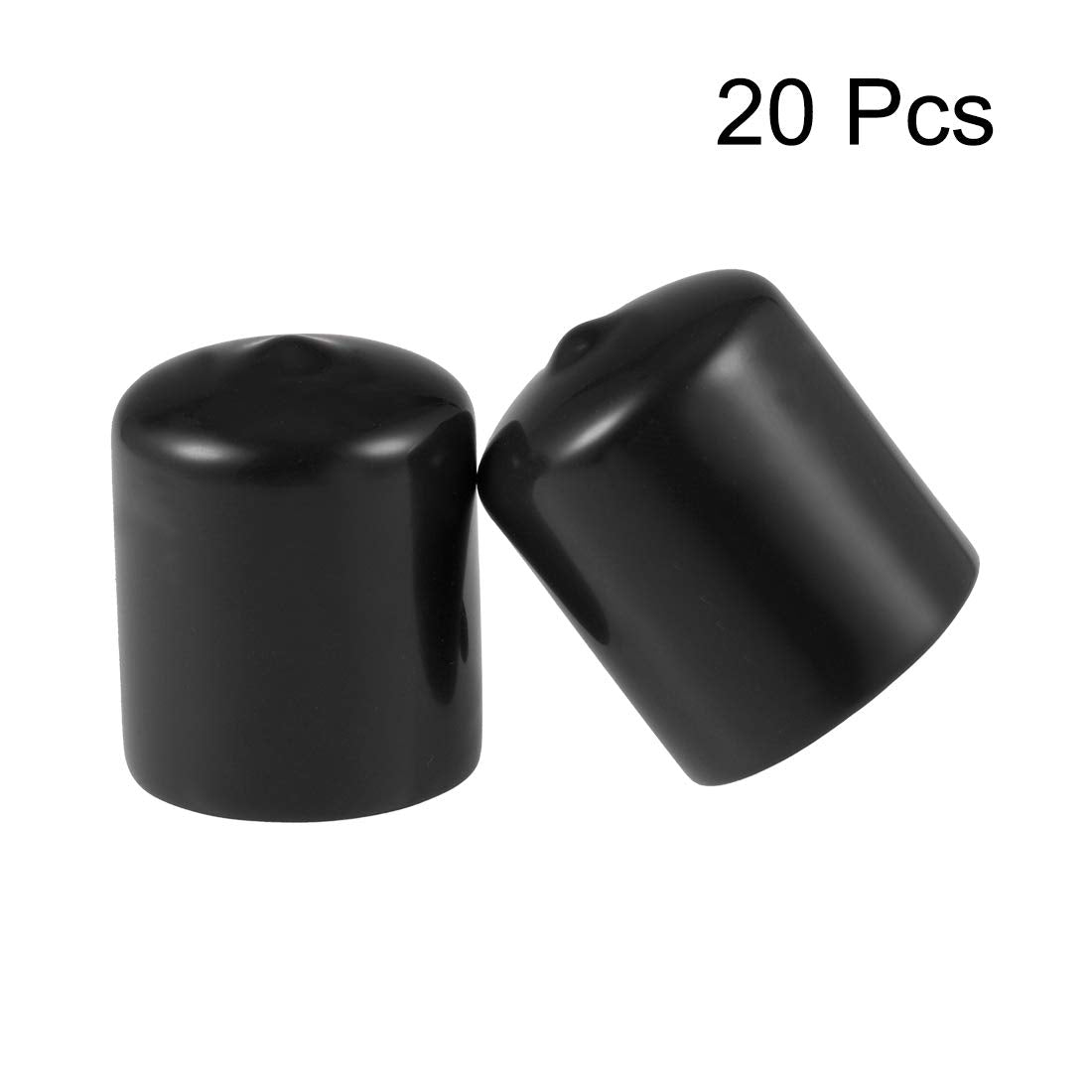 20pcs Rubber End Caps 30mm ID Vinyl Round Tube Bolt Cap Cover Thread Protectors Black (20 Count)