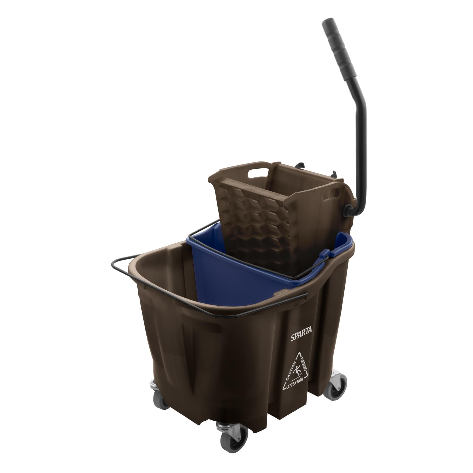 Carlisle FoodService Products Omnifit Mop Bucket with Side Press Wringer and Soiled Water Insert for Floor Cleaning