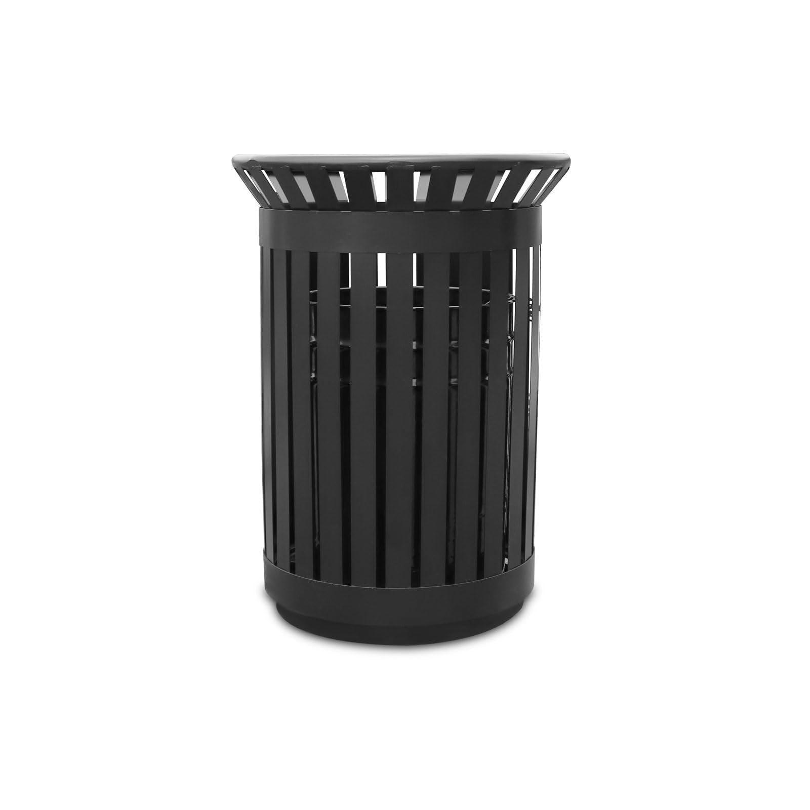 Outdoor Metal Slatted Trash Receptacle