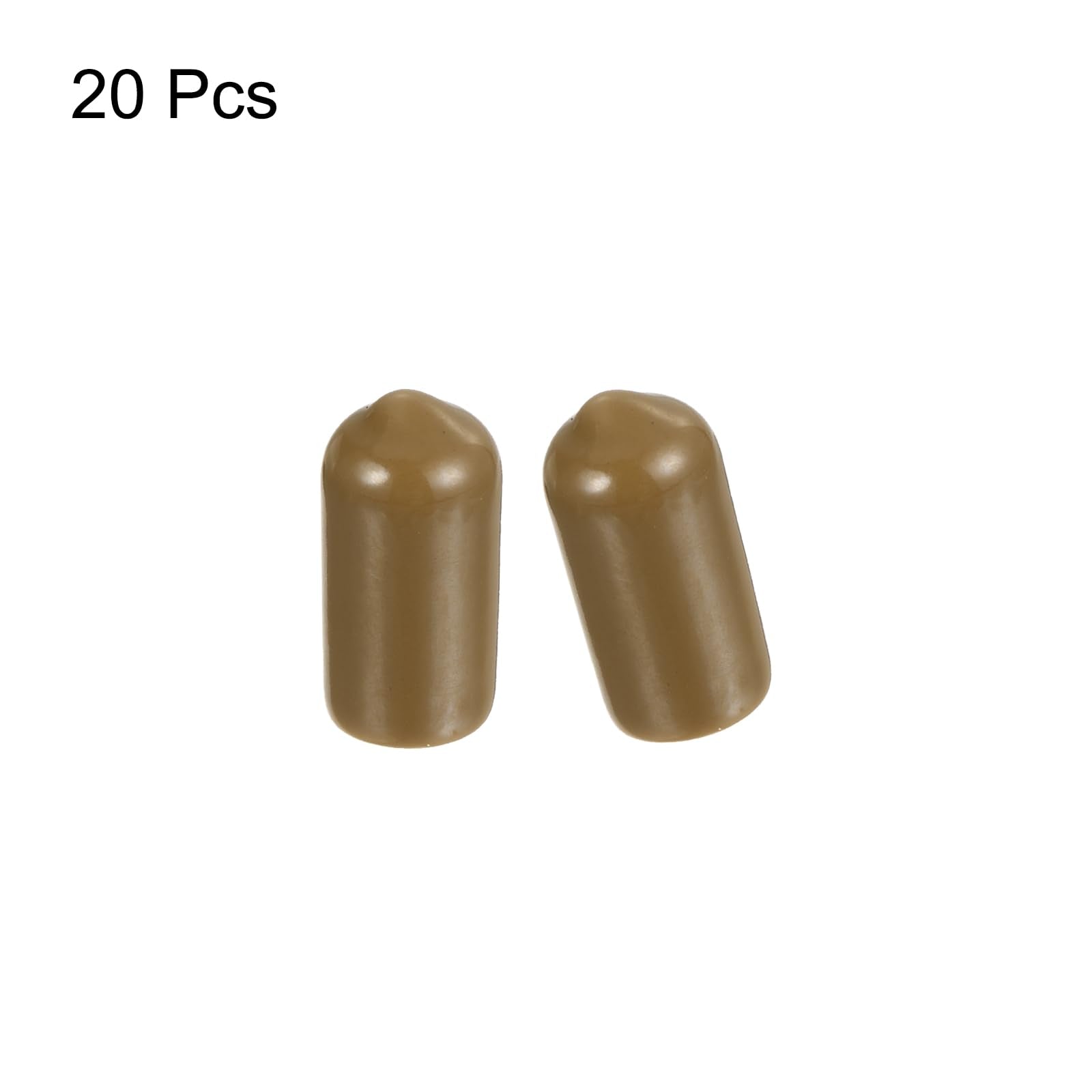 20pcs Rubber End Caps 7mm ID Vinyl PVC Round Tube Bolt Cap Cover Screw Thread Protectors Light Brown