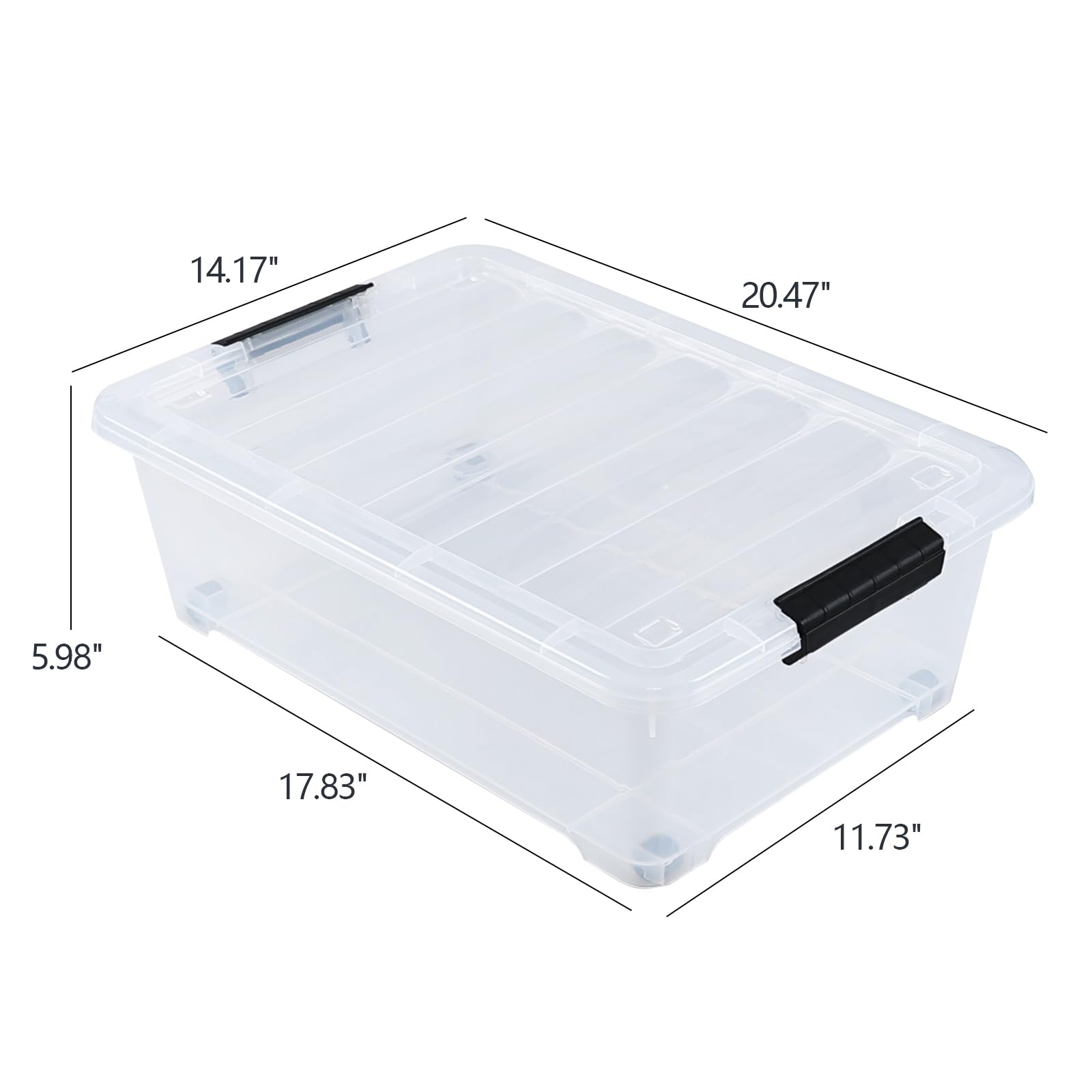 4 Pack 20 Quart Clear Under Bed Plastic Storage Bins with Wheels (4 Count)