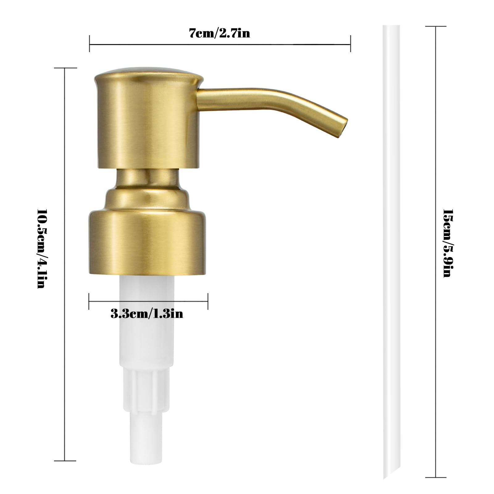 2 Pack Brushed Gold 304 Stainless Steel Soap Dispenser Pump Replacement Standard 28 (2 Count)