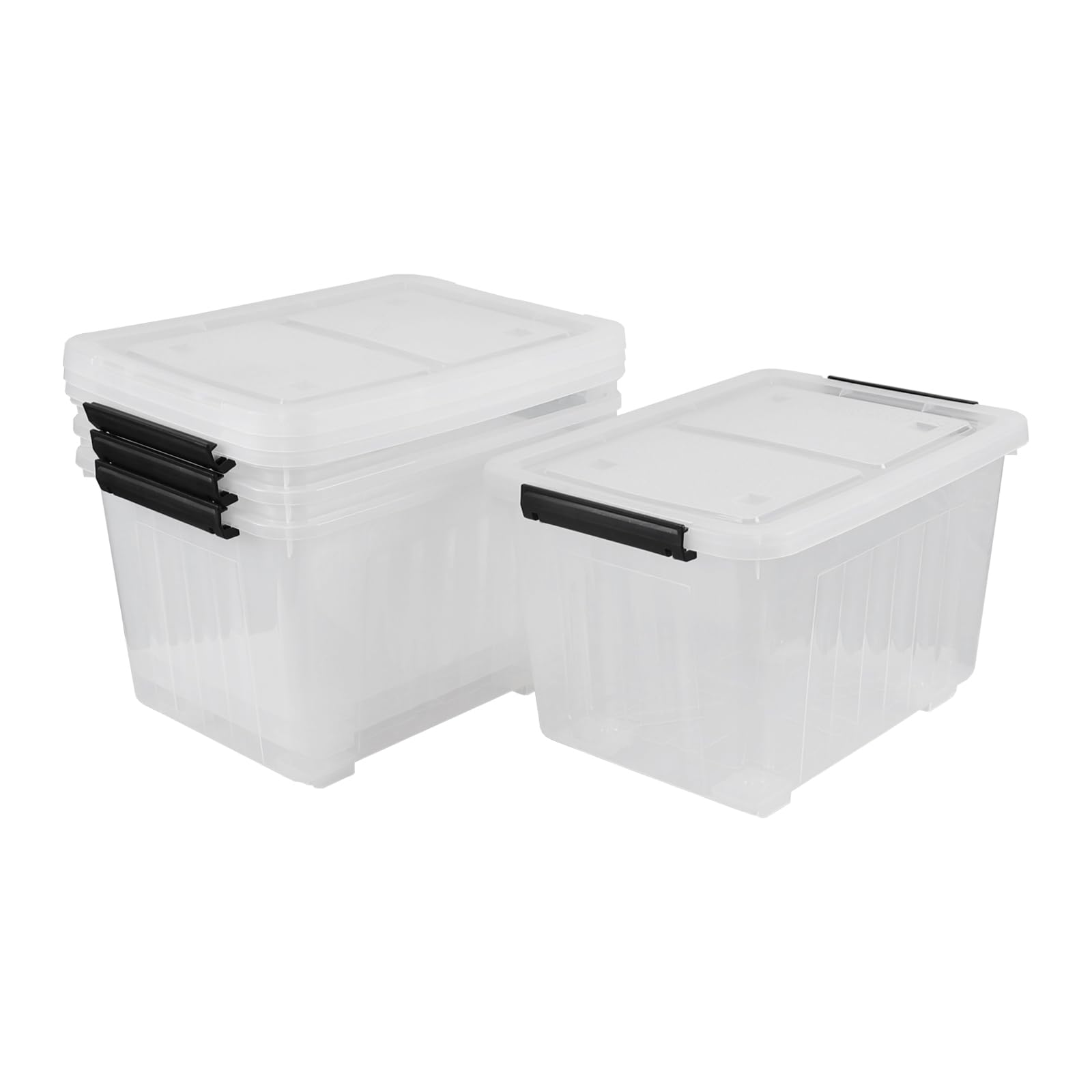 30 Quart Clear Plastic Latch Storage Bins with Wheels (4 Count)