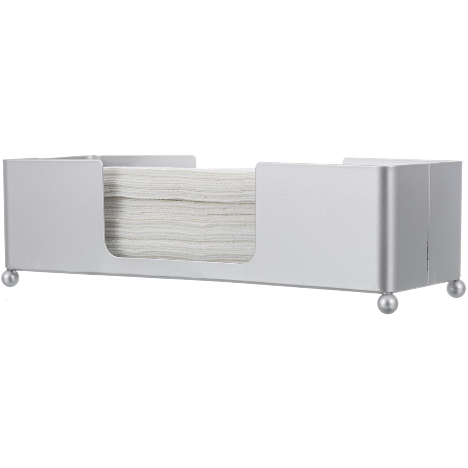 Modern Silver Tone Metal Tabletop Folded Paper Towel Dispenser