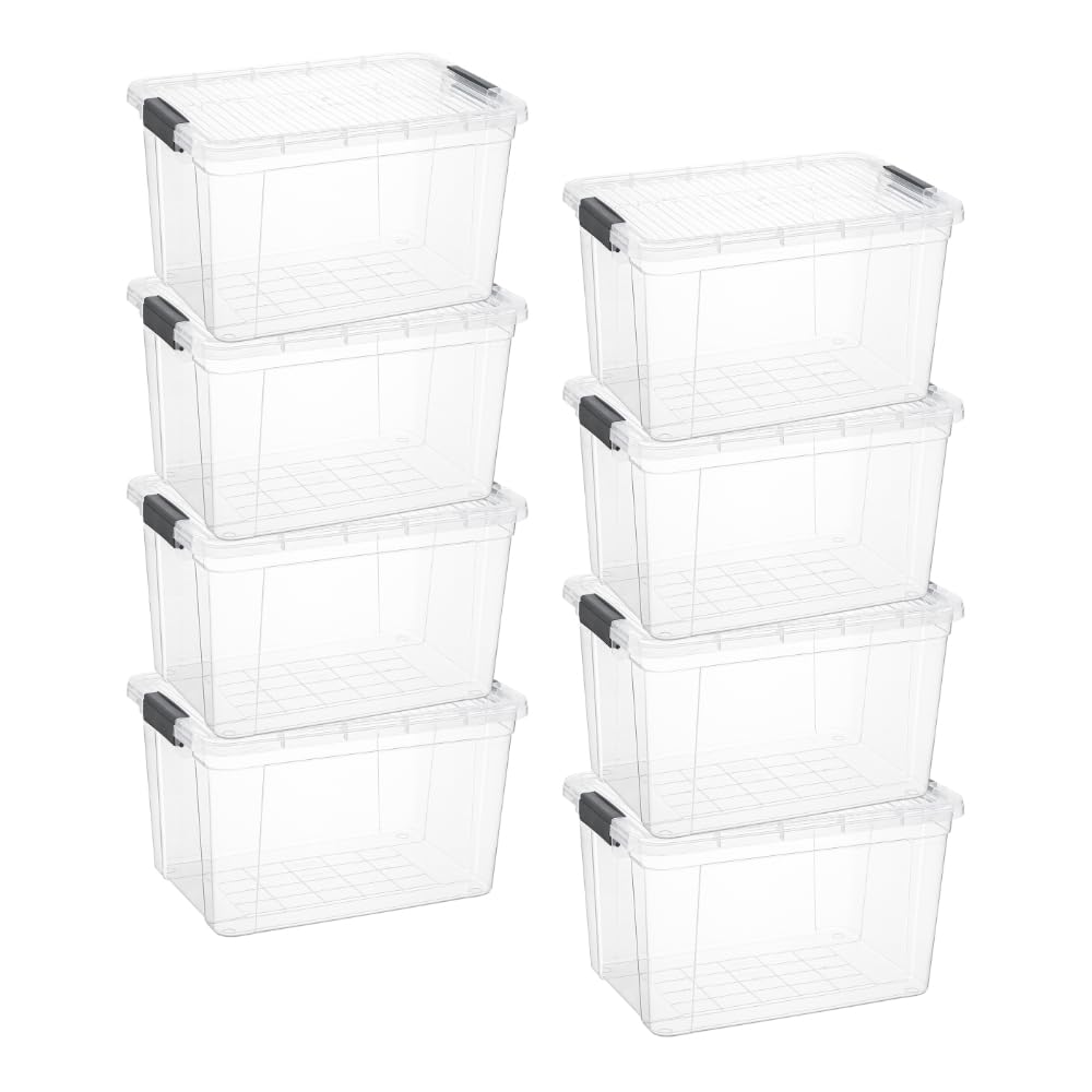 14.7 Quart Clear Plastic Storage Boxes with Lids (8 Count)