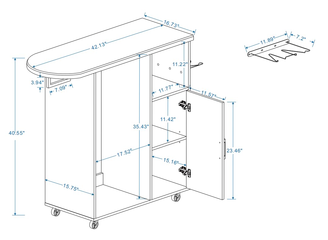 Rolling Ironing Board with Storage Cabinet