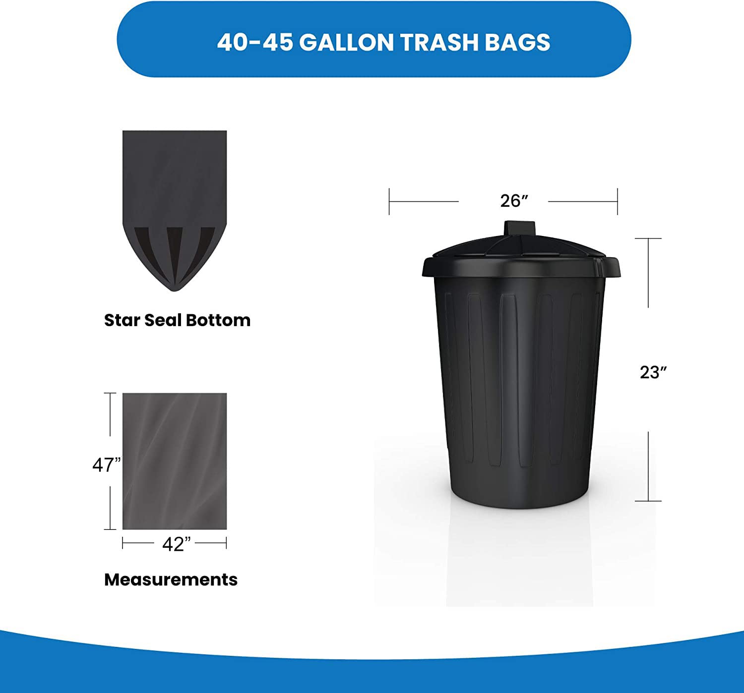 Premium 50 Gallon Trash Bags (150 Count)