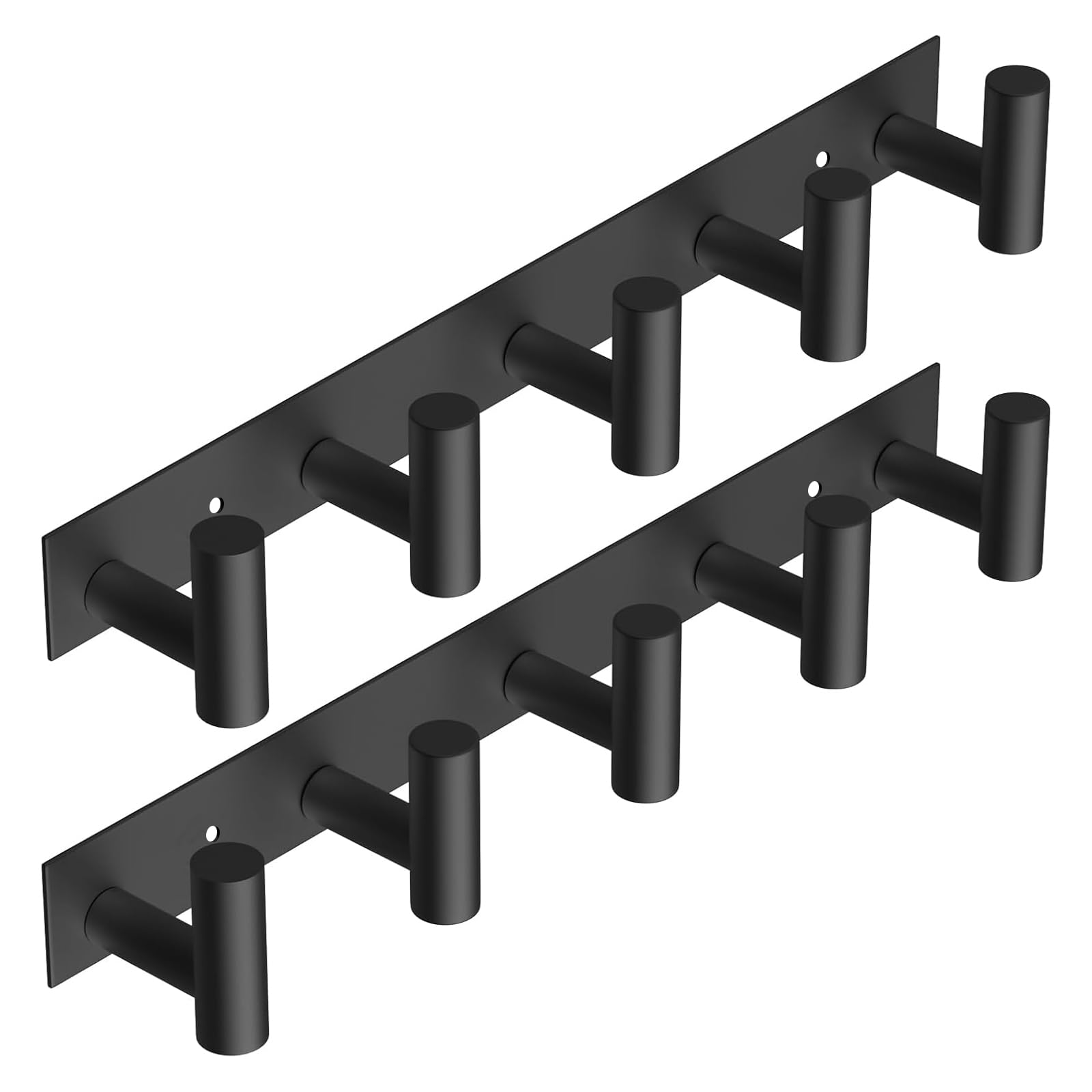 Black Hat and Coat Wall Mount Rack 5 Hooks for Robes (2 Count)