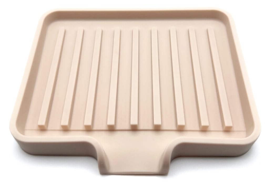 Silicone Soap Dish Tray and Sponge Holder with Drain Chute (2 Count)