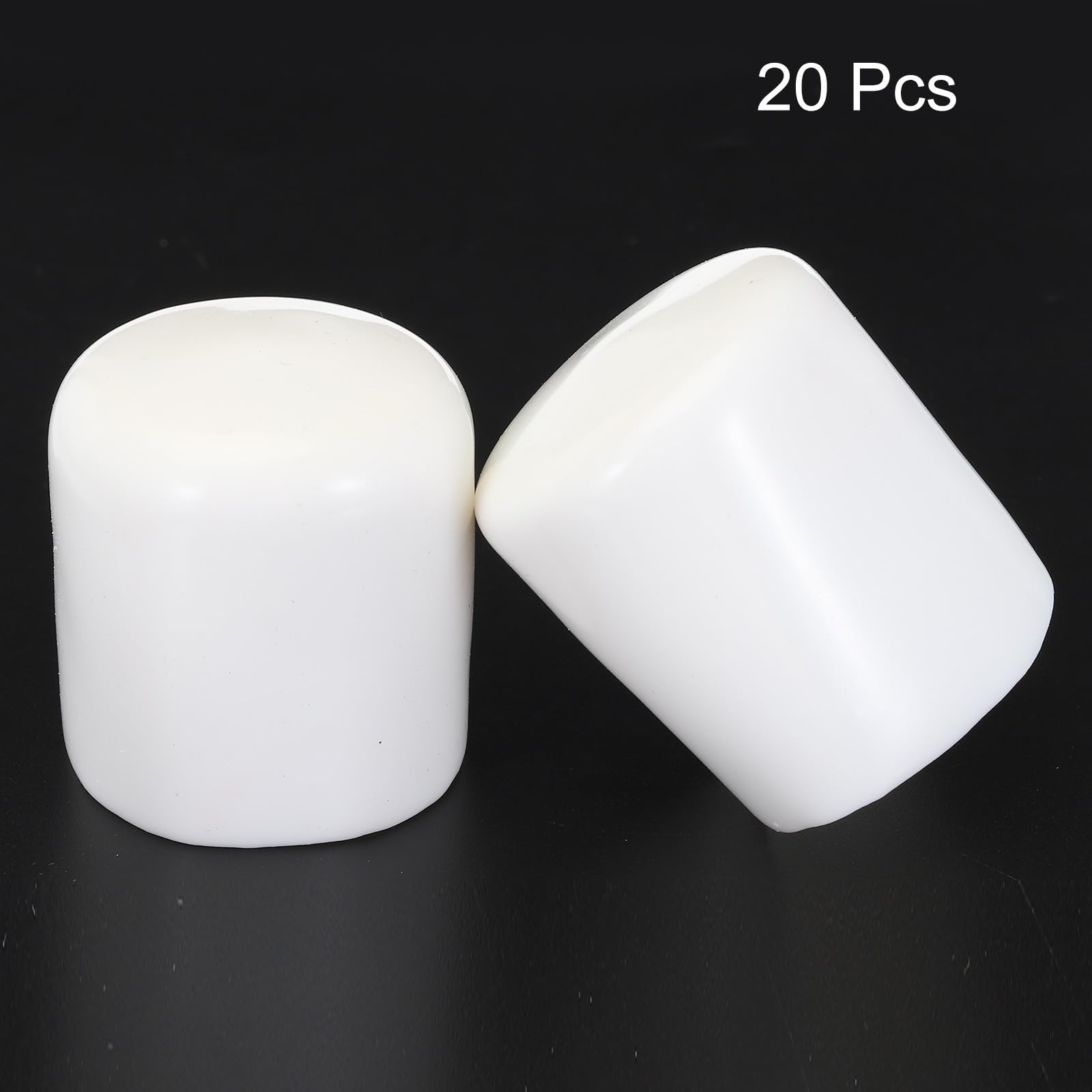 20pcs Rubber End Caps 38mm ID Vinyl Round Tube Bolt Cap Cover Screw Thread Protectors White