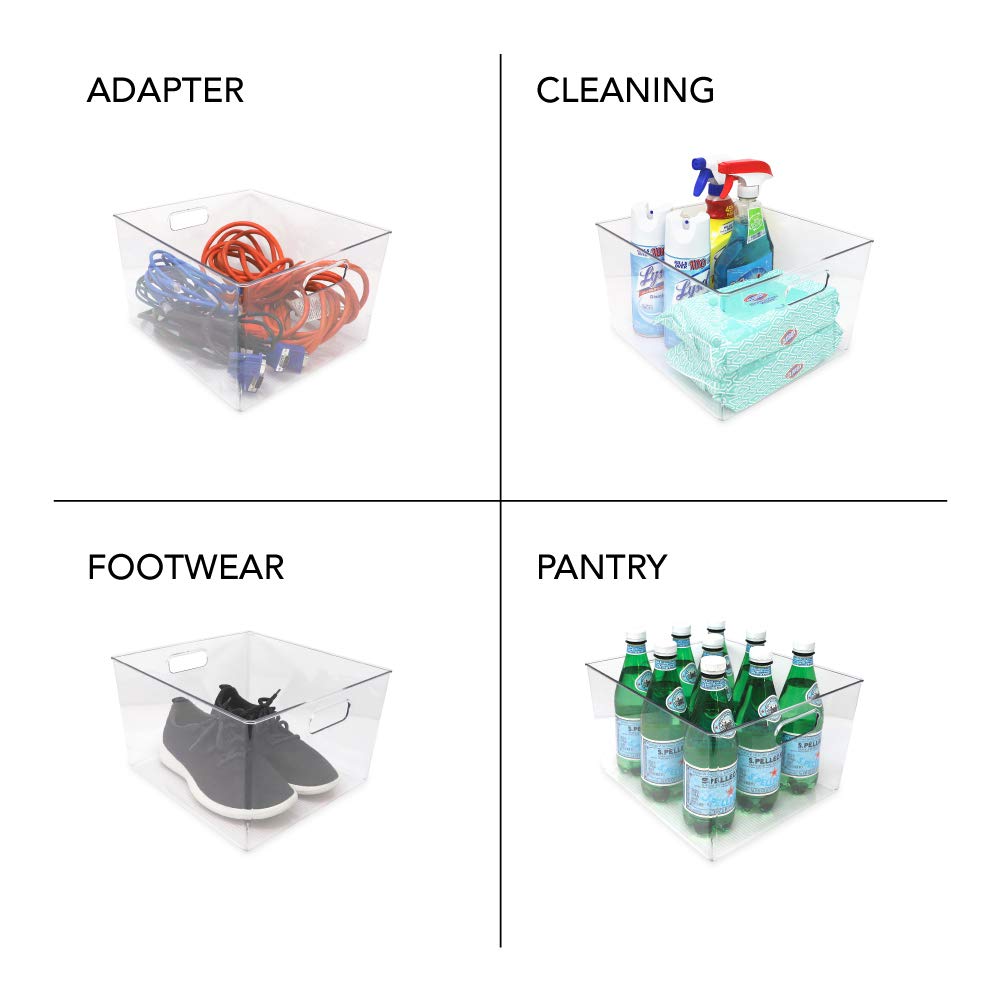 3 Pack XL Clear Storage Bins with Handles (3 Count)
