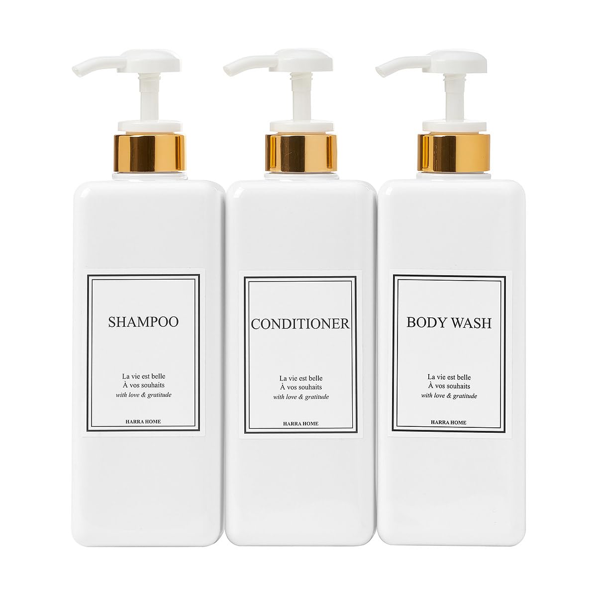 Modern Gold Design Shampoo and Conditioner Dispenser (3 Count)