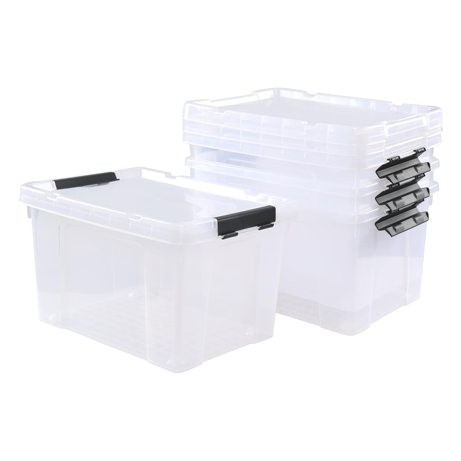 4 Pack 22 L Clear Plastic Storage Box with Wheels (4 Count)