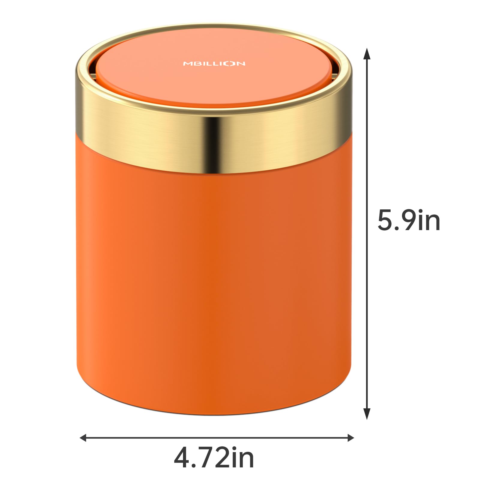 0.4 Gal Orange Desktop Mini Swing Lid Trash Can